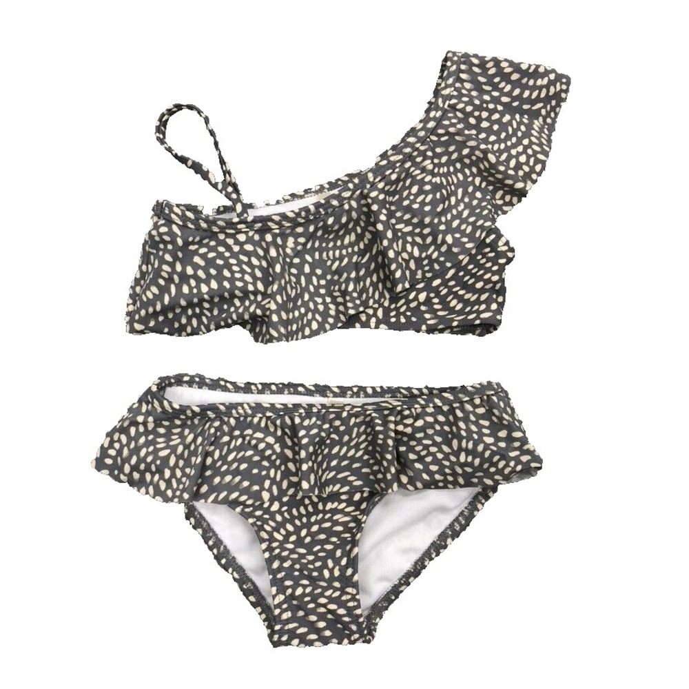 Rylee + Cru Bikini Swim Suit Girls 4 5y Two Piece One Shoulder Ruffle Summer